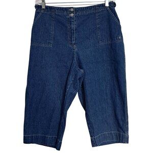 Studio Works Petite Womens Denim Capri Pants‎ Blue Size 16P Cotton Casual